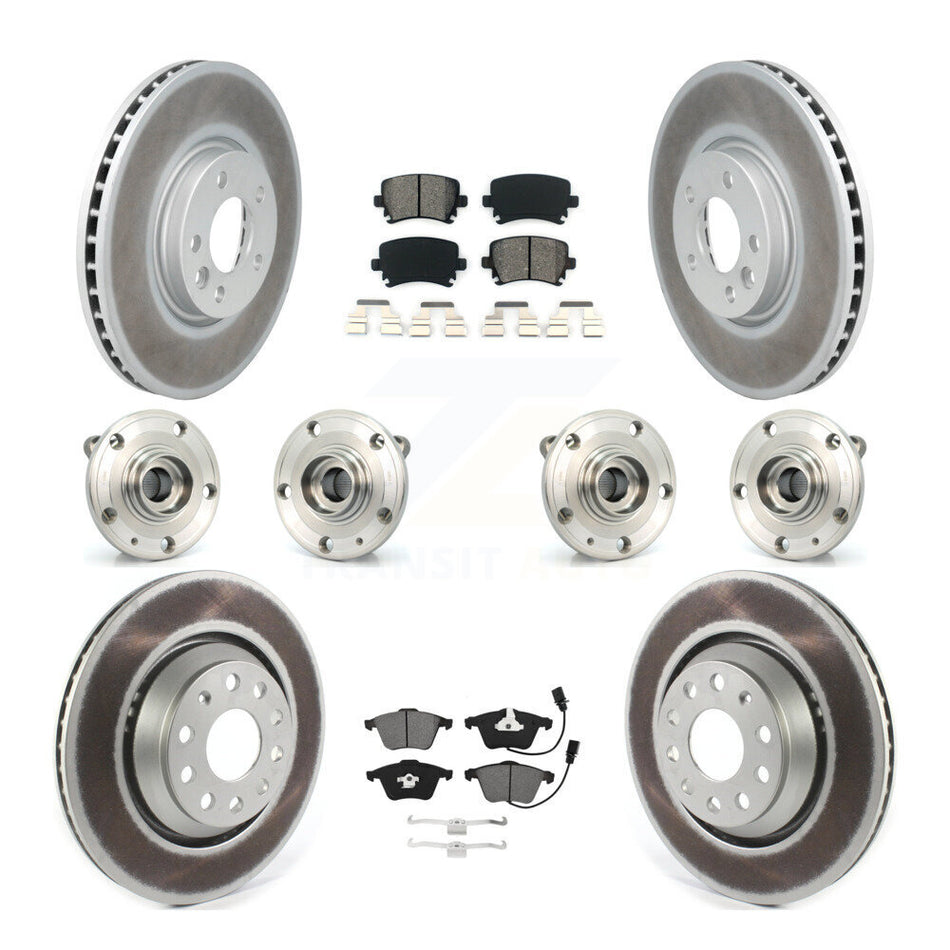 Front Rear Hub Bearings Coated Disc Brake Rotors And Pads Kit (10Pc) For Volkswagen CC KBB-115280
