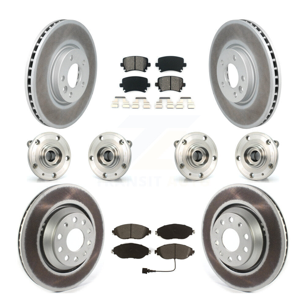 Front Rear Hub Bearing Coated Disc Brake Rotors And Pads Kit (10Pc) For Volkswagen CC AWD KBB-115281