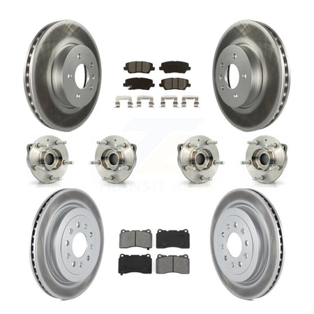 Front Rear Hub Bearing Coated Brake Rotor & Pad Kit (10Pc) For 2013-2015 Cadillac ATS AWD KBB-115286