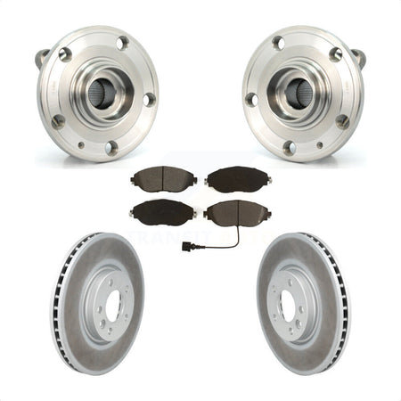 Front Hub Bearing Assembly Coated Disc Brake Rotors And Pads Kit For Volkswagen CC AWD KBB-115295
