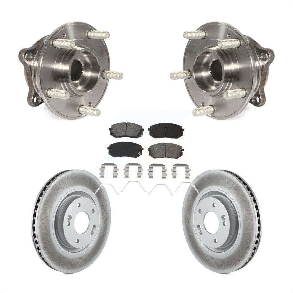 Front Hub Bearing Assembly With Coated Disc Brake Rotors And Semi-Metallic Pads Kit For Hyundai Sonata Kia Optima KBB-115299