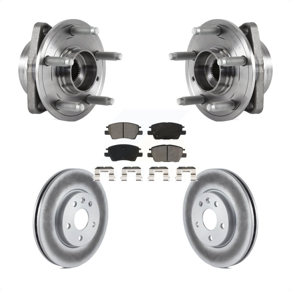 Front Hub Bearing Assembly With Coated Disc Brake Rotors And Semi-Metallic Pads Kit For Chevrolet Volt Bolt EV KBB-115302