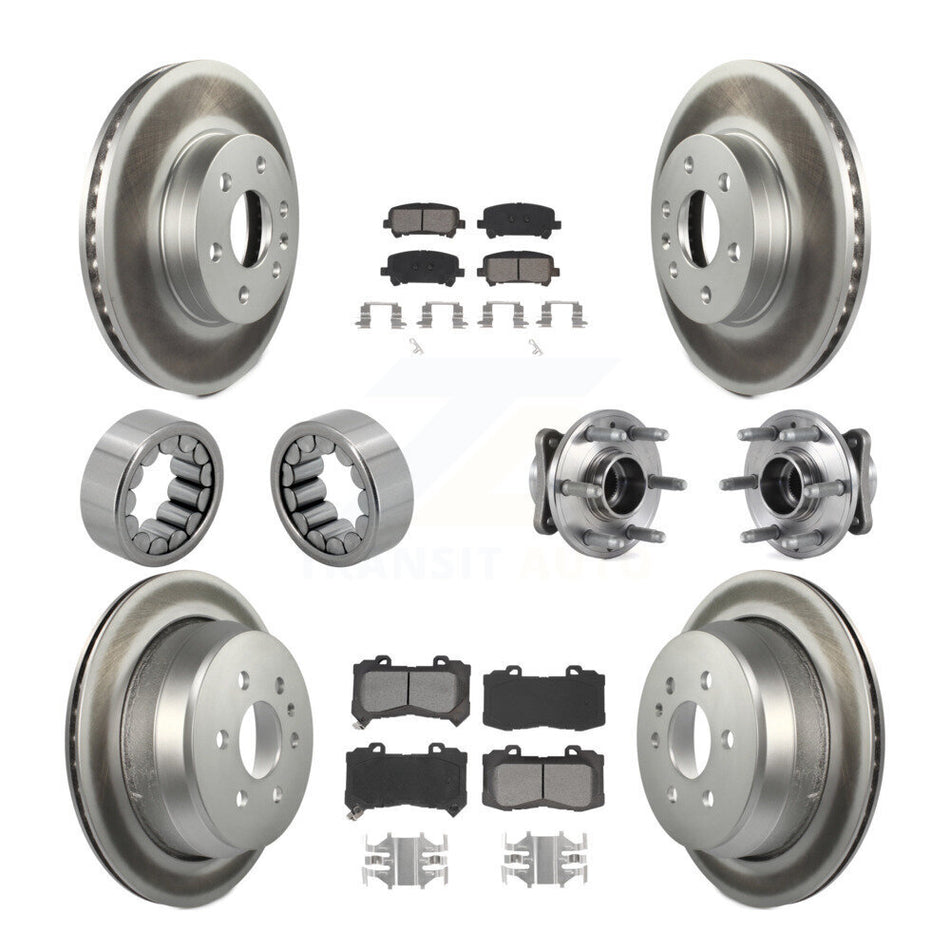 Front Rear Hub Bearing Coated Brake Rotor Pads Shoe Kit (10Pc) For Chevrolet Colorado GMC KBB-115310
