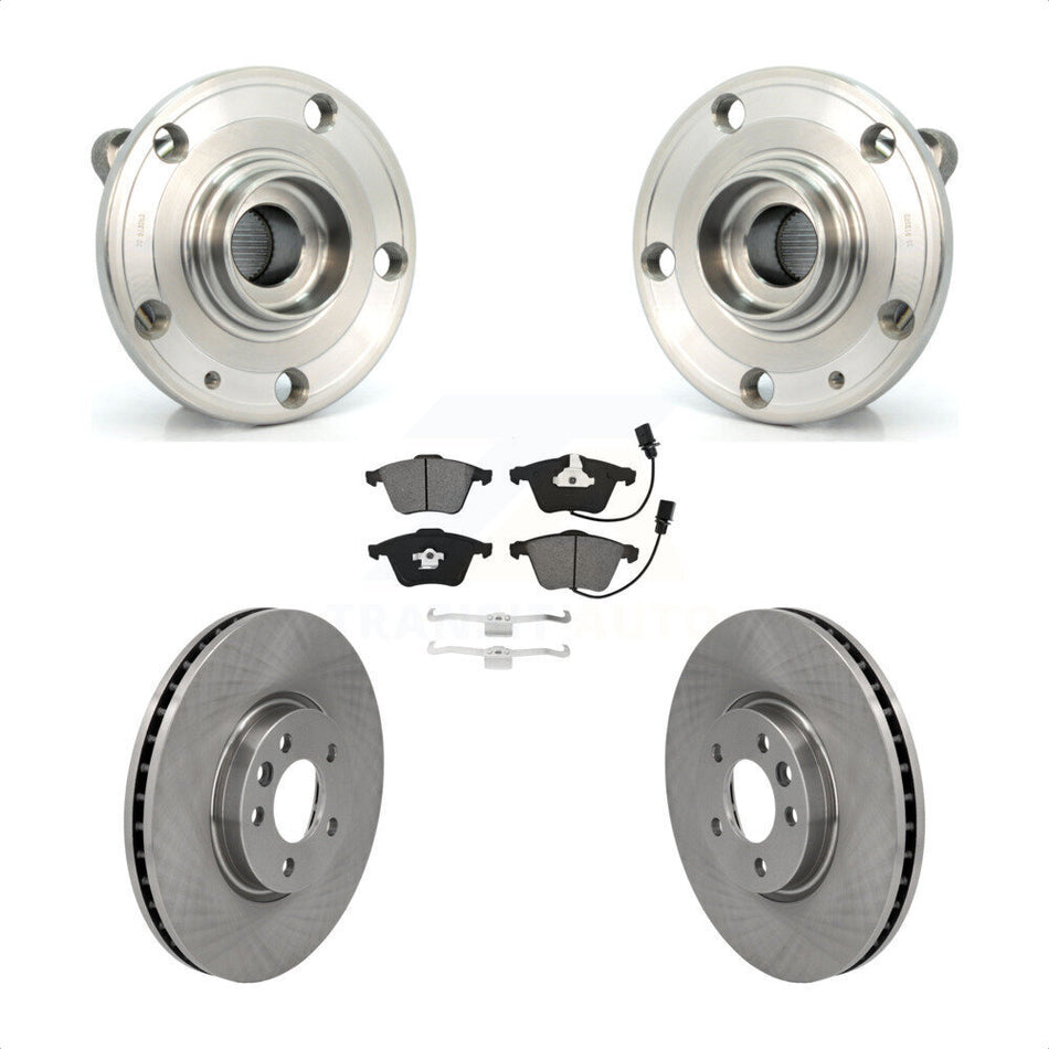 Front Hub Bearing Assembly With Disc Brake Rotors And Semi-Metallic Pads Kit For Volkswagen CC 340mm Diameter Rotor KBB-115320
