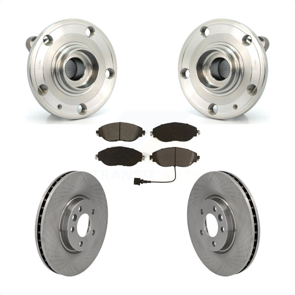 Front Hub Bearing Assembly With Disc Brake Rotors And Semi-Metallic Pads Kit For Volkswagen CC AWD KBB-115321