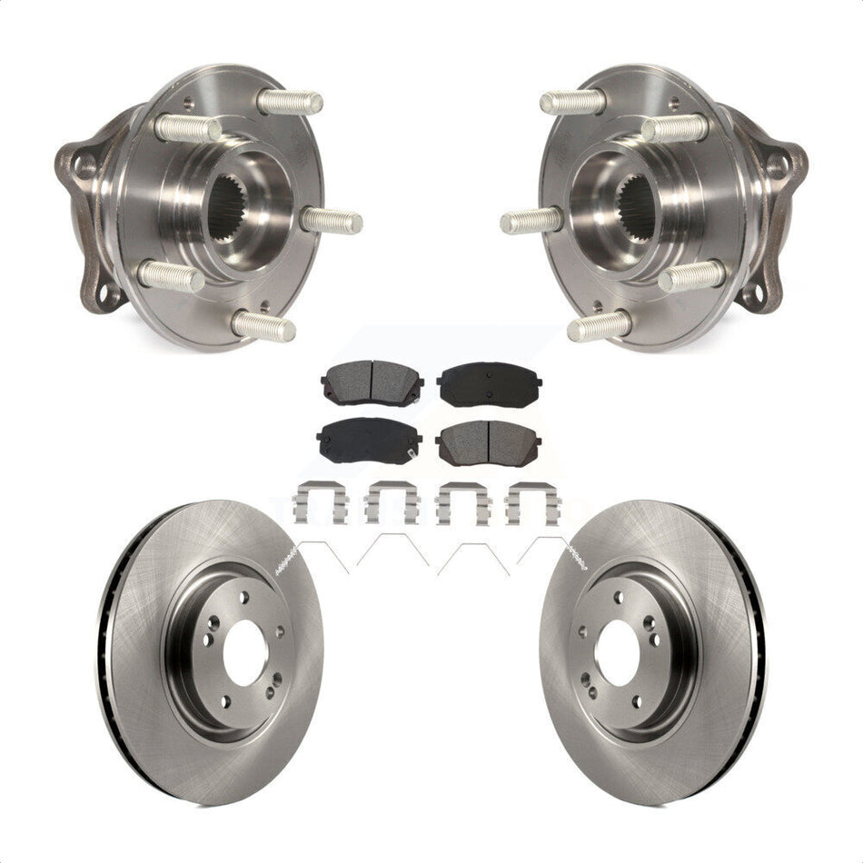 Front Hub Bearing Assembly With Disc Brake Rotors And Semi-Metallic Pads Kit For Hyundai Sonata Kia Optima KBB-115325