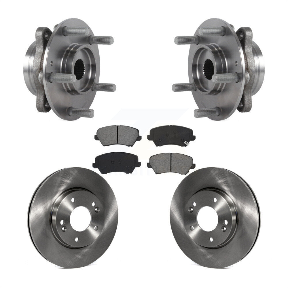 Front Hub Bearing Assembly Disc Brake Rotors And Pads Kit For Hyundai Veloster Elantra GT KBB-115330