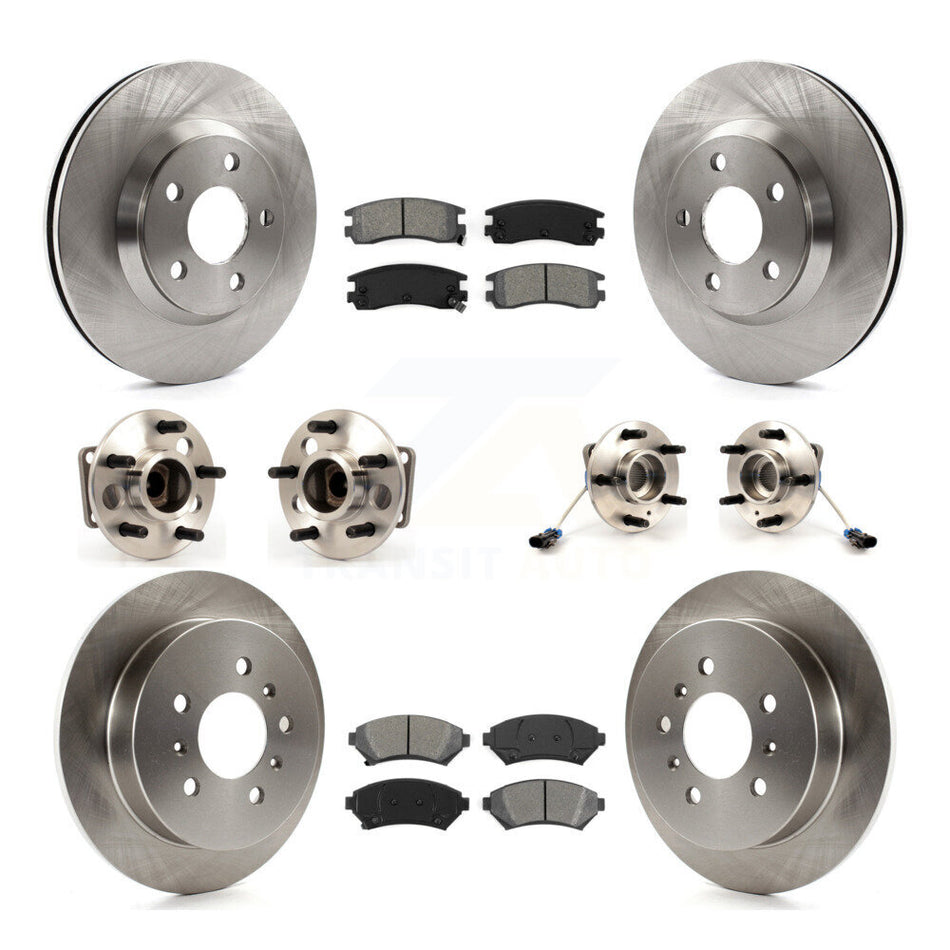 Front Rear Hub Bearings Assembly Disc Brake Rotors And Semi-Metallic Pads Kit (10Pc) For 2005-2005 Chevrolet Impala Monte Carlo From Chassis/VIN #59143076 4-Wheel ABS KBB-115349