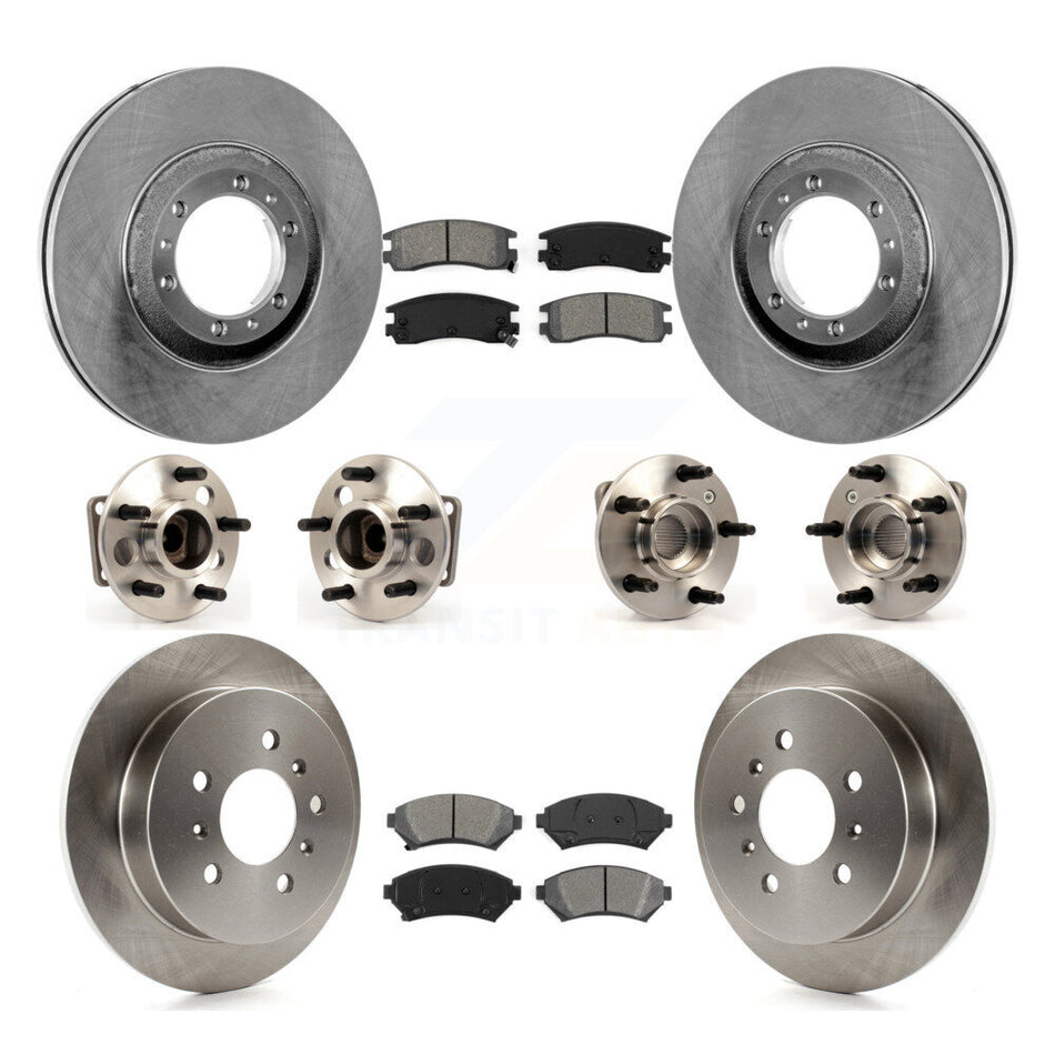 Front Rear Hub Bearings Assembly Disc Brake Rotors And Semi-Metallic Pads Kit (10Pc) For Chevrolet Venture KBB-115350