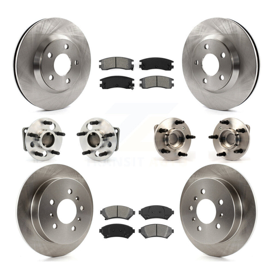 Front Rear Hub Bearings Assembly Disc Brake Rotors And Semi-Metallic Pads Kit (10Pc) For 2005-2005 Chevrolet Impala Monte Carlo From Chassis/VIN #59143076 Non-ABS KBB-115354