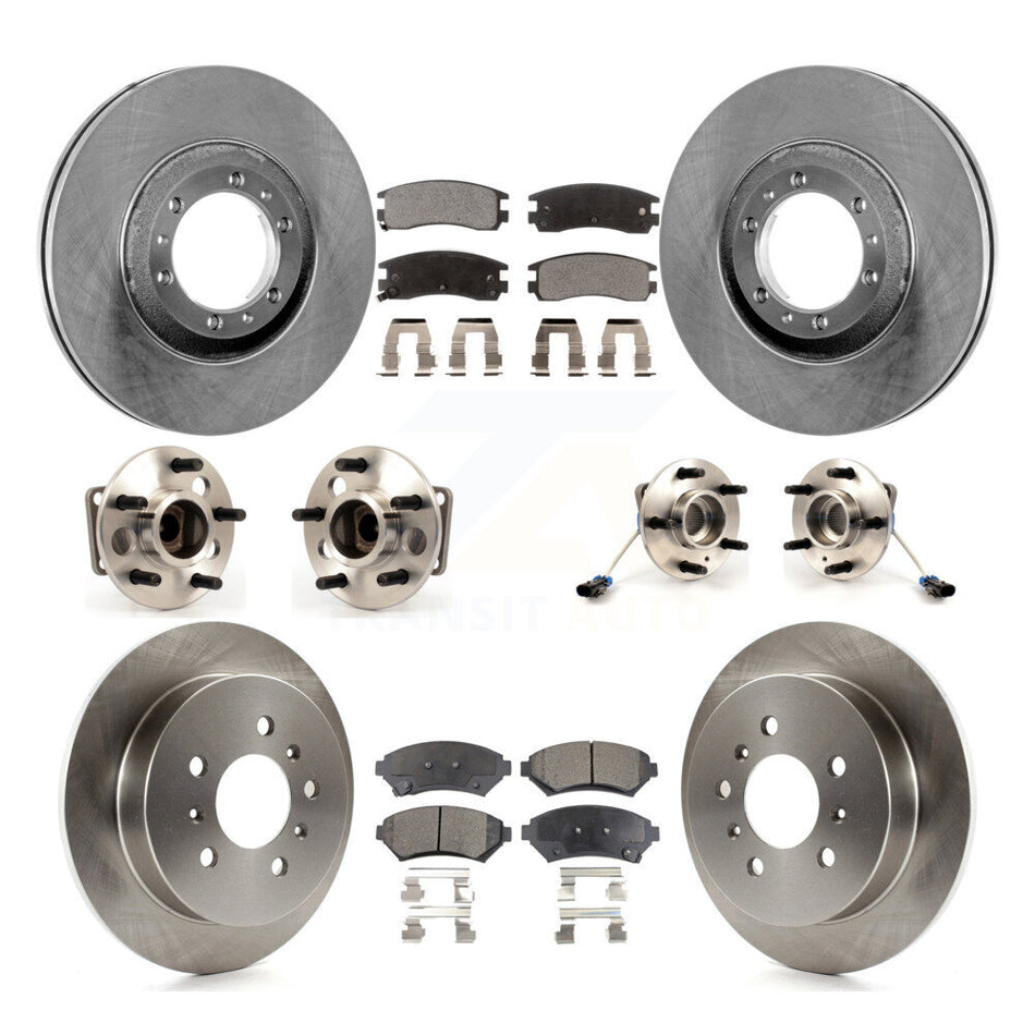 Front Rear Hub Bearings Disc Brake Rotors And Ceramic Pads Kit (10Pc) For Pontiac Buick Grand Prix Chevrolet Venture Regal Century Oldsmobile Intrigue Montana Trans Sport KBB-115360