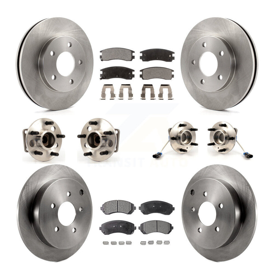 Front Rear Hub Bearings Assembly Disc Brake Rotors And Ceramic Pads Kit (10Pc) For 2001-2005 Pontiac Aztek FWD with rear brakes 4-Wheel ABS KBB-115362