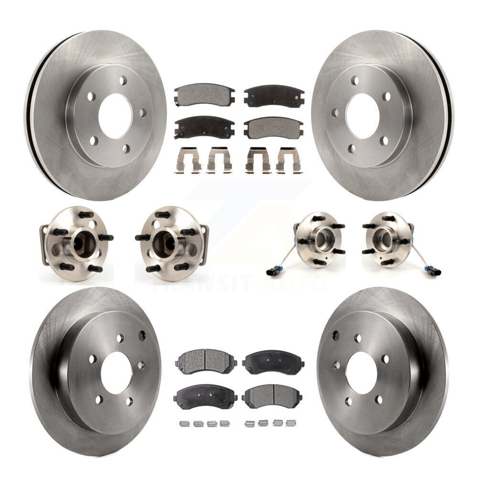 Front Rear Hub Bearings Assembly Disc Brake Rotors And Ceramic Pads Kit (10Pc) For 2001-2005 Pontiac Aztek FWD with rear brakes 4-Wheel ABS KBB-115362