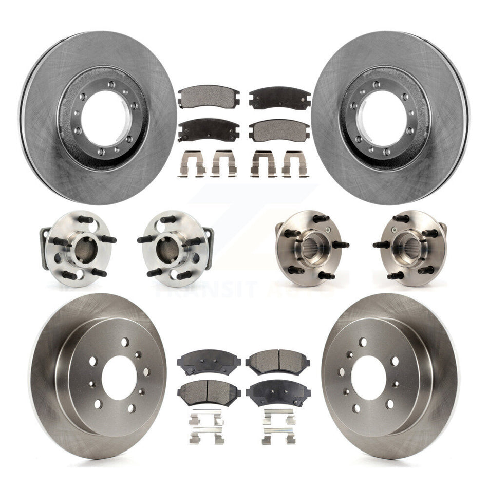 Front Rear Hub Bearings Assembly Disc Brake Rotors And Ceramic Pads Kit (10Pc) For Buick Century Regal Pontiac Grand Prix Non-ABS KBB-115369