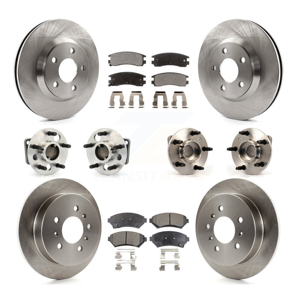 Front Rear Hub Bearings Assembly Disc Brake Rotors And Ceramic Pads Kit (10Pc) For 2005-2005 Chevrolet Impala Monte Carlo From Chassis/VIN #59143076 Non-ABS KBB-115371