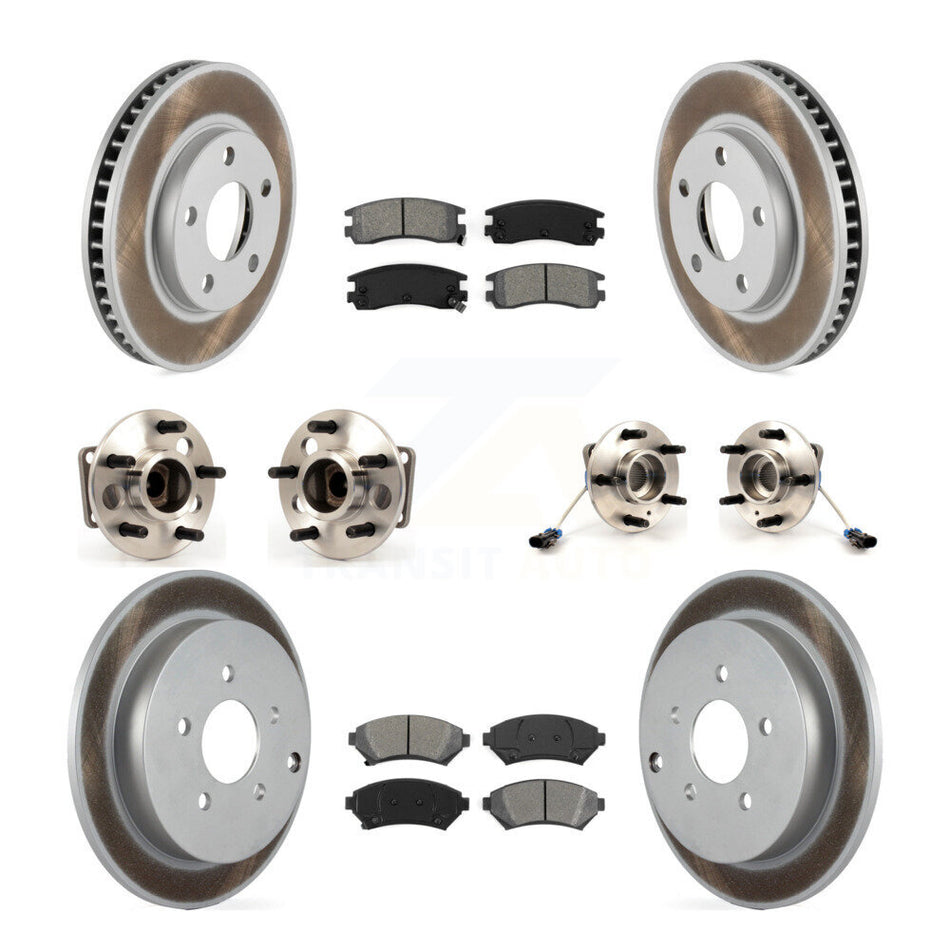 Front Rear Hub Bearings Assembly Coated Disc Brake Rotors And Semi-Metallic Pads Kit (10Pc) For Pontiac Montana KBB-115376