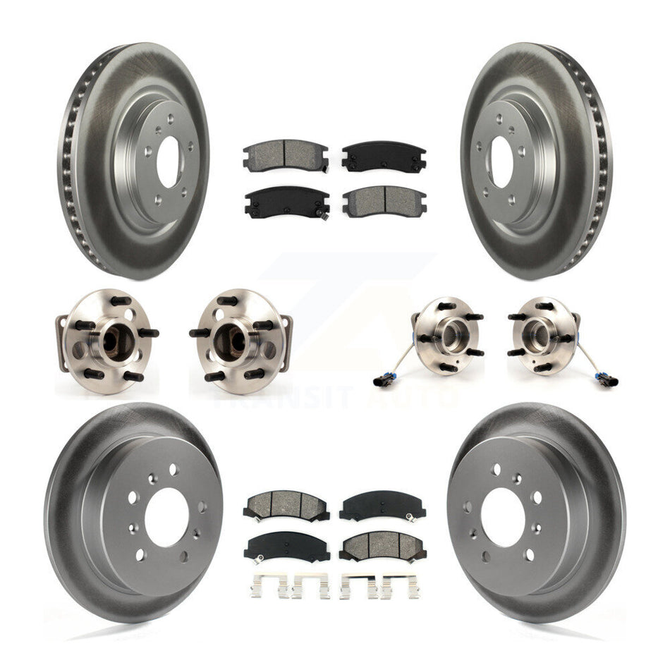 Front Rear Hub Bearings Assembly Coated Disc Brake Rotors And Semi-Metallic Pads Kit (10Pc) For Buick LaCrosse Allure KBB-115379