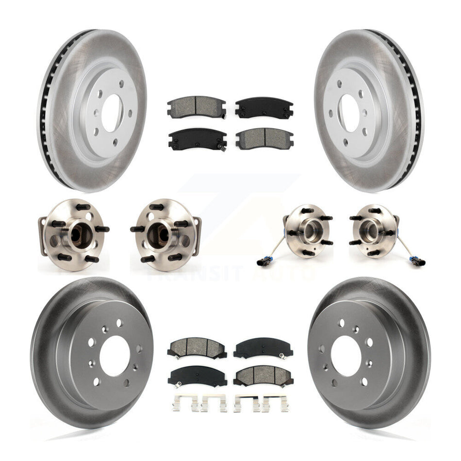 Front Rear Hub Bearings Assembly Coated Disc Brake Rotors And Semi-Metallic Pads Kit (10Pc) For Chevrolet Impala Monte Carlo KBB-115381