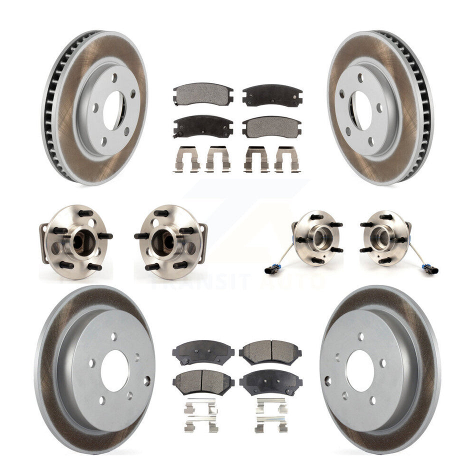 Front Rear Hub Bearings Assembly Coated Disc Brake Rotors And Ceramic Pads Kit (10Pc) For Pontiac Montana KBB-115390
