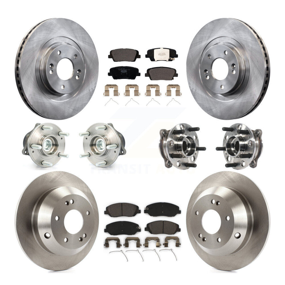Front Rear Hub Bearings Assembly Disc Brake Rotors And Ceramic Pads Kit (10Pc) For Hyundai Santa Fe XL FWD KBB-115404