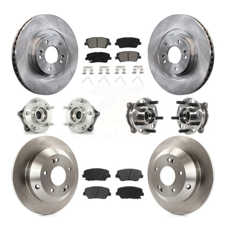 Front Rear Hub Bearing Brake Rotor & Pads Kit (10Pc) For 17-18 Hyundai Santa Fe Sport AWD KBB-115427