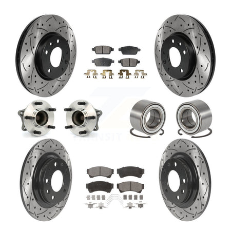 Front Rear Hub Bearing Coated Disc Brake Rotor Pads Kit (10Pc) For 2009-2013 Mazda 6 3.7L KBB-115457