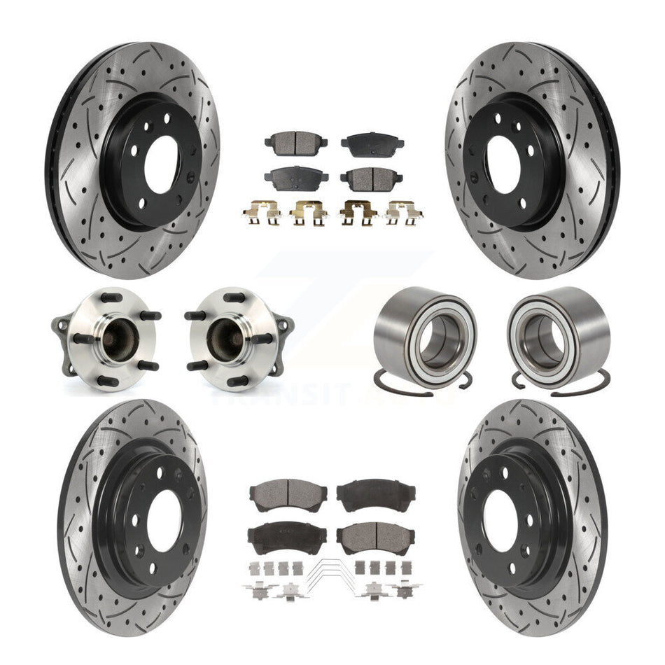 Front Rear Hub Bearing Coated Disc Brake Rotor Pads Kit (10Pc) For 2009-2013 Mazda 6 3.7L KBB-115457