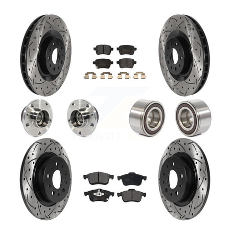 Front Rear Hub Bearing Coated Disc Brake Rotor And Pad Kit (10Pc) For 2014-2018 Fiat 500L KBB-115478