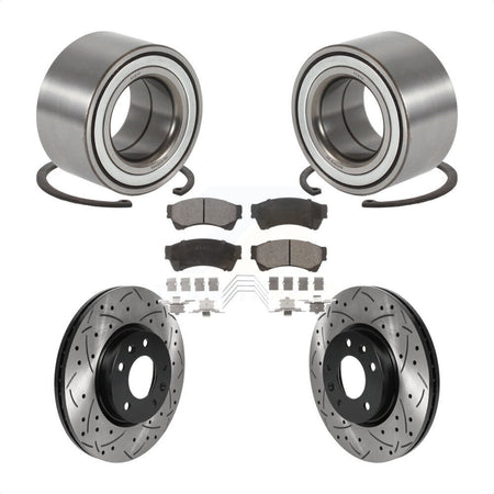 Front Wheel Bearing Coated Drilled Slotted Brake Rotor Pad Kit For 2009-2013 Mazda 6 3.7L KBB-115505