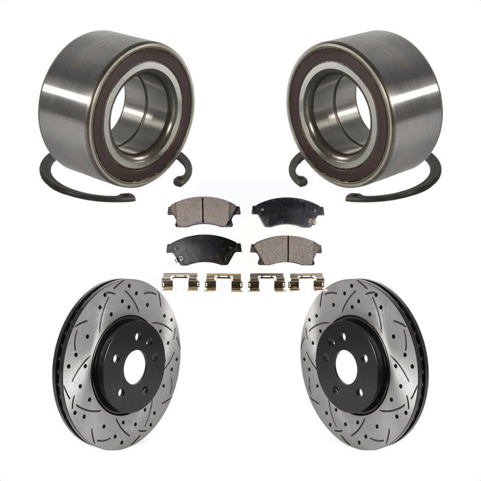 Front Wheel Bearing Coat Drill Slot Brake Rotor Pads Kit For 2013-2014 Chevrolet Sonic RS KBB-115509