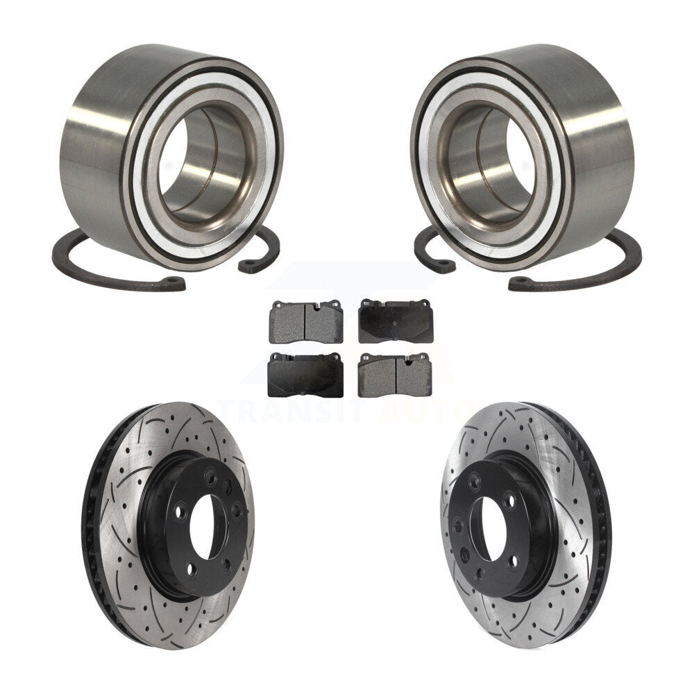 Front Wheel Bearing Coated Drilled Slotted Brake Rotor And Pad Kit For Volkswagen Touareg KBB-115514