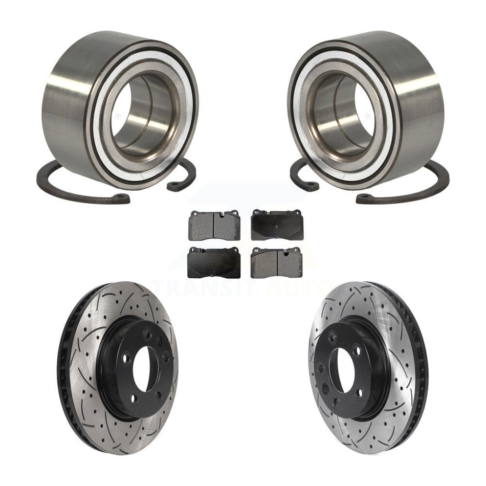 Front Wheel Bearing Coated Drilled Slotted Brake Rotor And Pad Kit For Volkswagen Touareg KBB-115514