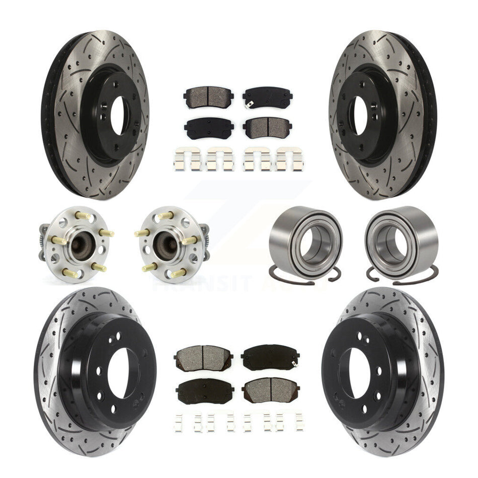 Front Rear Hub Bearing Coated Brake Rotor Pads Kit (10Pc) For Hyundai Tucson Kia Sportage KBB-115536