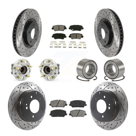 Front Rear Hub Bearings Coated Disc Brake Rotors And Pads Kit (10Pc) For Kia Optima 2.0L KBB-115540