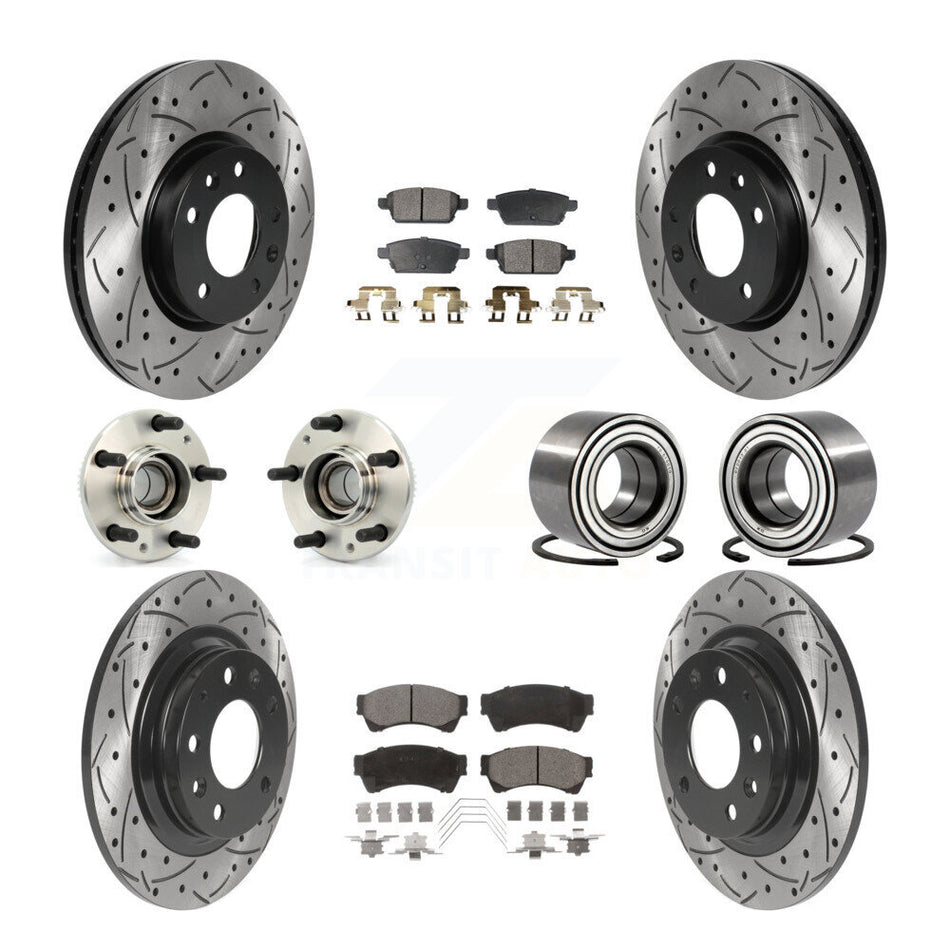 Front Rear Hub Bearing Coated Brake Rotor Pads Kit (10Pc) For Ford Fusion Mazda 6 Lincoln KBB-115600