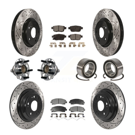 Front Rear Hub Bearings Coated Disc Brake Rotors And Ceramic Pads Kit (10Pc) For Acura TL KBB-115606