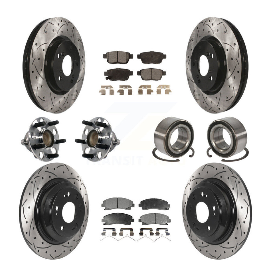 Front Rear Hub Bearings Coated Disc Brake Rotors And Ceramic Pads Kit (10Pc) For Acura TL KBB-115606