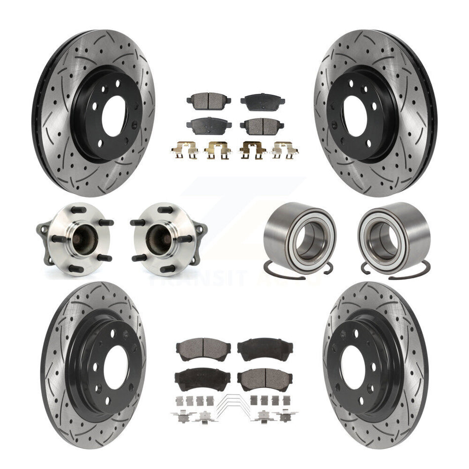 Front Rear Wheel Hub Bearings Assembly Coated Disc Brake Rotors And Ceramic Pads Kit (10Pc) For 2009-2013 Mazda 6 3.7L KBB-115608