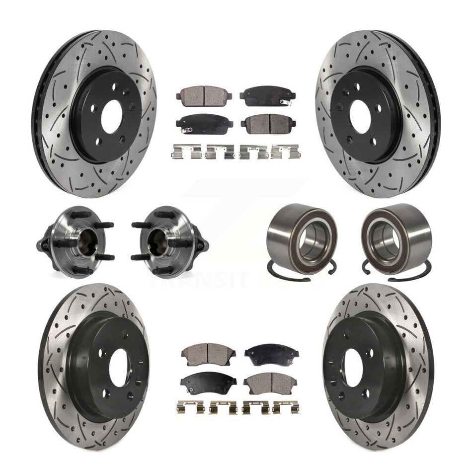 Front Rear Wheel Hub Bearings Assembly Coated Disc Brake Rotors And Ceramic Pads Kit (10Pc) For Chevrolet Sonic Buick Encore Trax KBB-115624