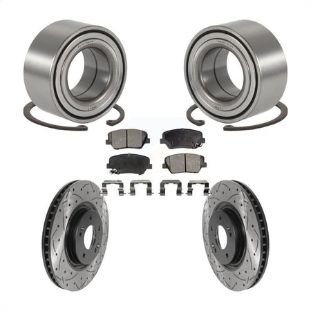 Front Wheel Bearing Coated Drilled Slot Brake Rotor & Pad Kit For 2012-2017 Hyundai Azera KBB-115638