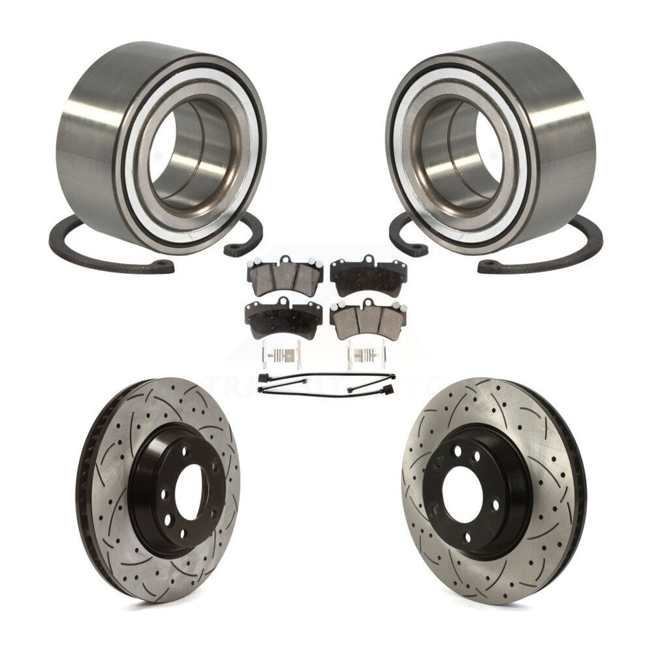 Front Wheel Bearing With Coated Drilled Slotted Disc Brake Rotors And Ceramic Pads Kit For Audi Q7 Porsche Cayenne Volkswagen Touareg KBB-115669