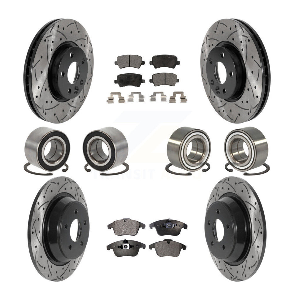 Front Rear Wheel Bearings Coated Disc Brake Rotors And Ceramic Pads Kit (10Pc) For 2012-2015 Land Rover Range Evoque KBB-115672