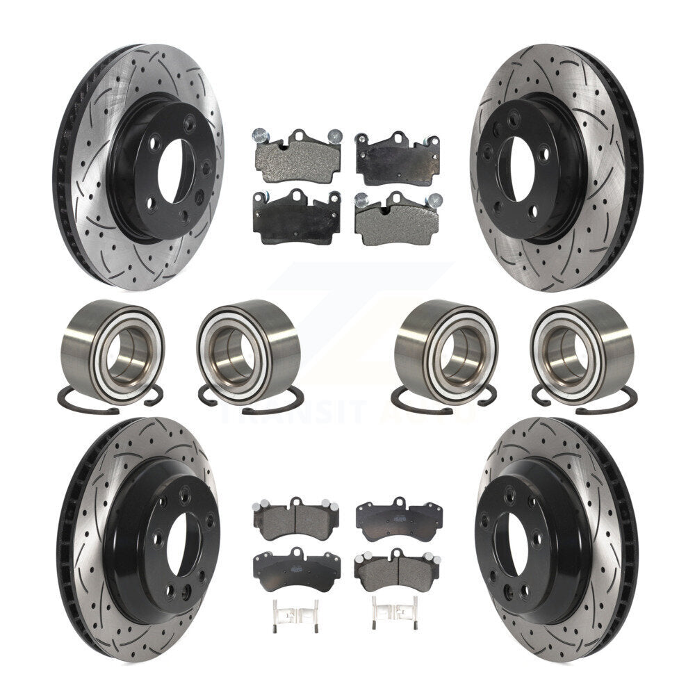 Front Rear Bearings Coated Disc Brake Rotors And Pads Kit (10Pc) For Volkswagen Touareg KBB-115676