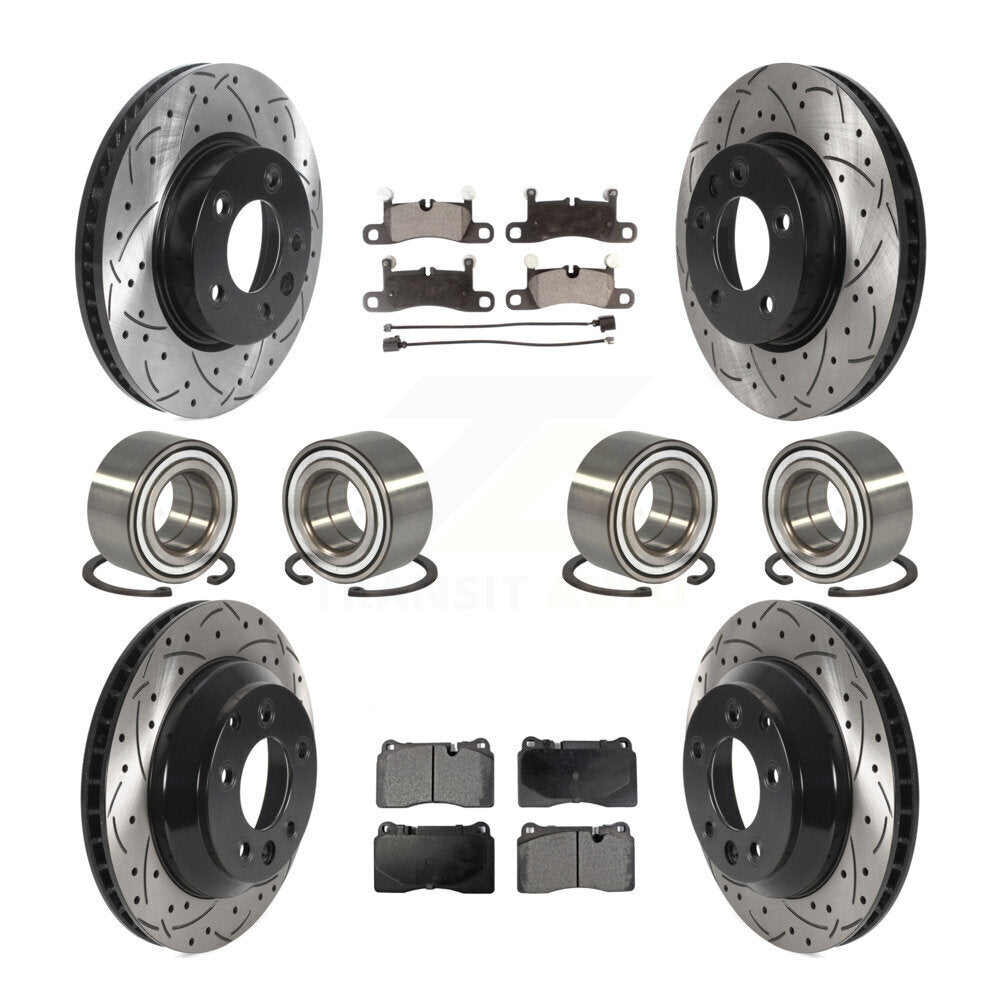 Front Rear Bearings Coated Disc Brake Rotors And Pads Kit (10Pc) For Volkswagen Touareg KBB-115678