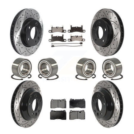 Front Rear Bearings Coated Disc Brake Rotors And Pads Kit (10Pc) For Volkswagen Touareg KBB-115678