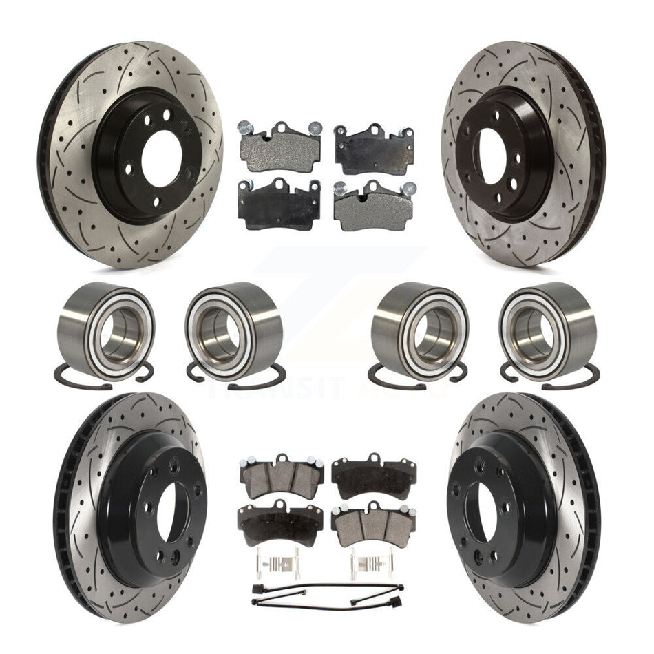 Front Rear Wheel Bearings Coated Disc Brake Rotors And Ceramic Pads Kit (10Pc) For Audi Q7 Volkswagen Touareg KBB-115680
