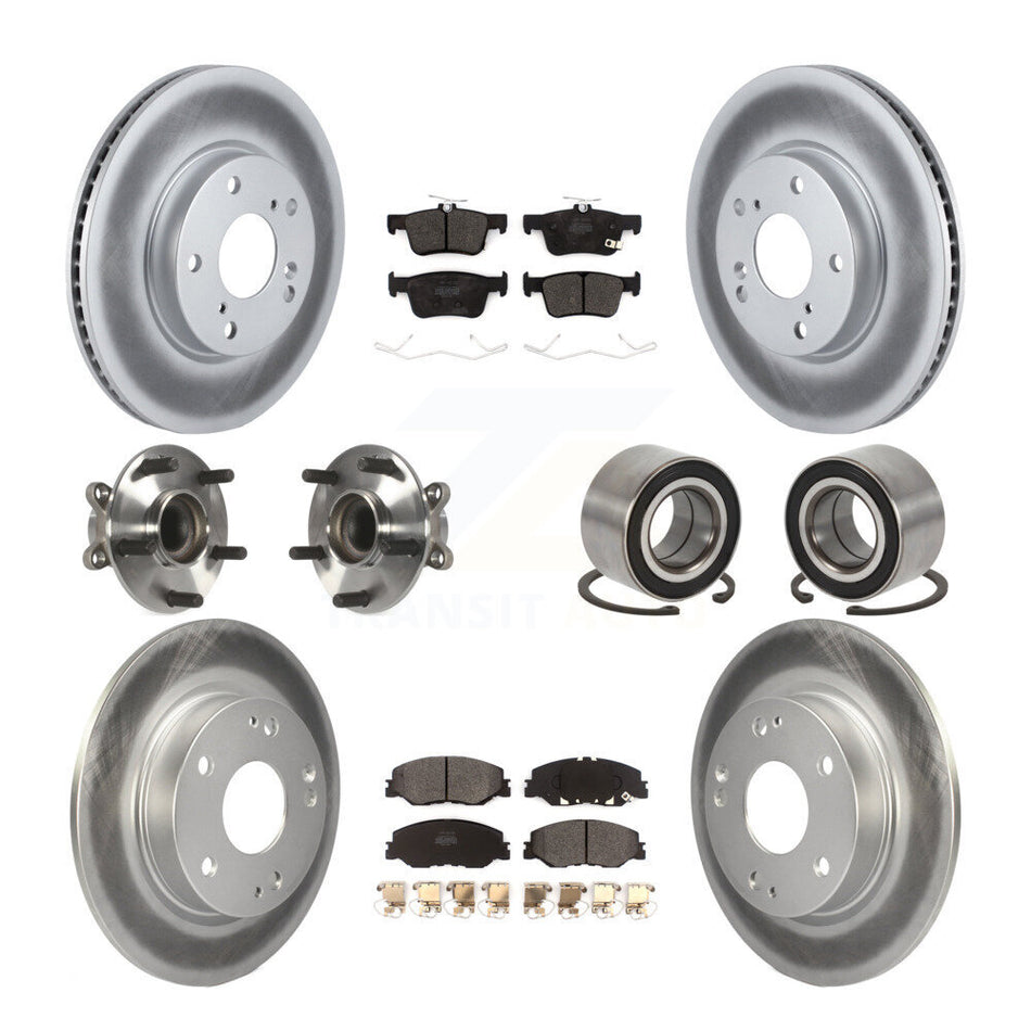 Front Rear Wheel Hub Bearings Assembly Coated Disc Brake Rotors And Semi-Metallic Pads Kit (10Pc) For 2019 Honda Insight KBB-115682