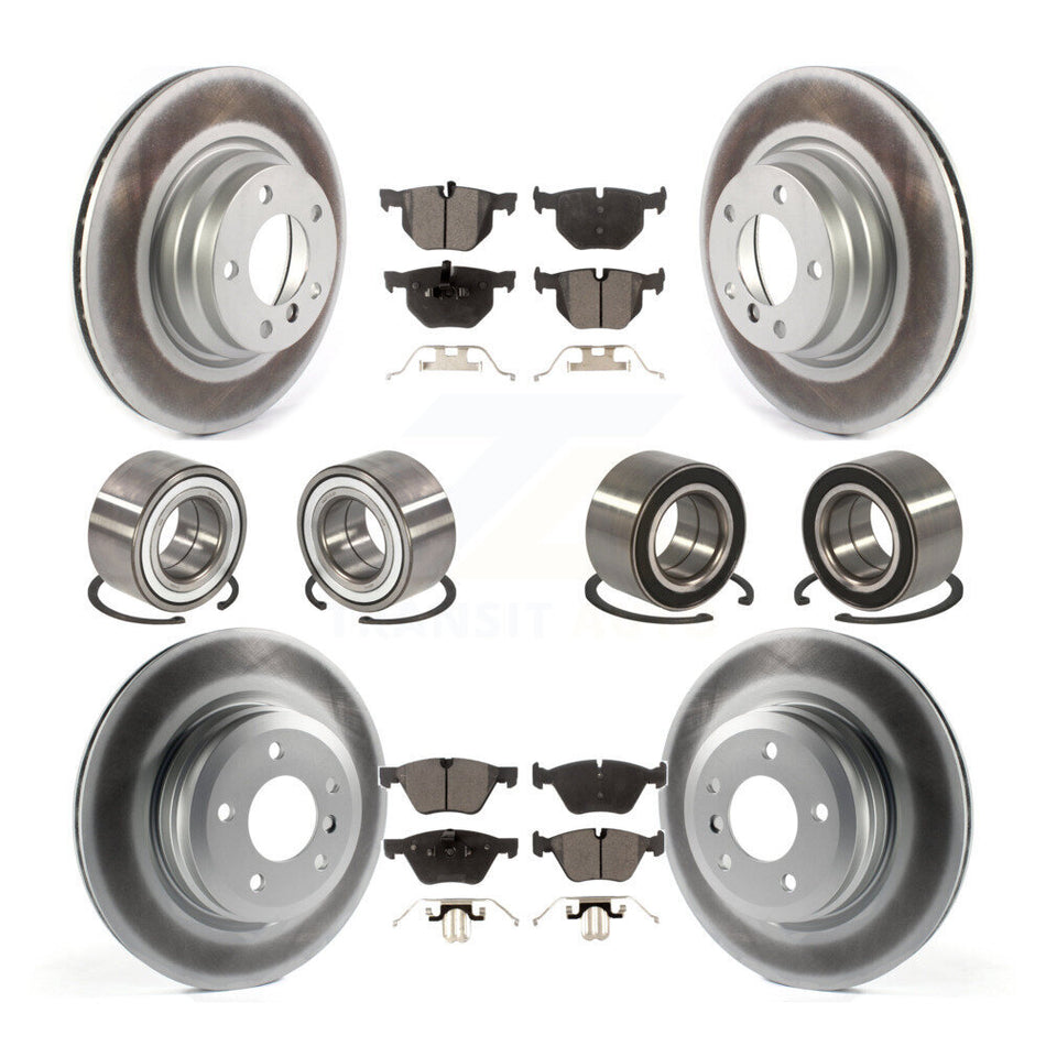 Front Rear Wheel Bearings Coated Disc Brake Rotors And Ceramic Pads Kit (10Pc) For 2006 BMW 330xi KBB-115697