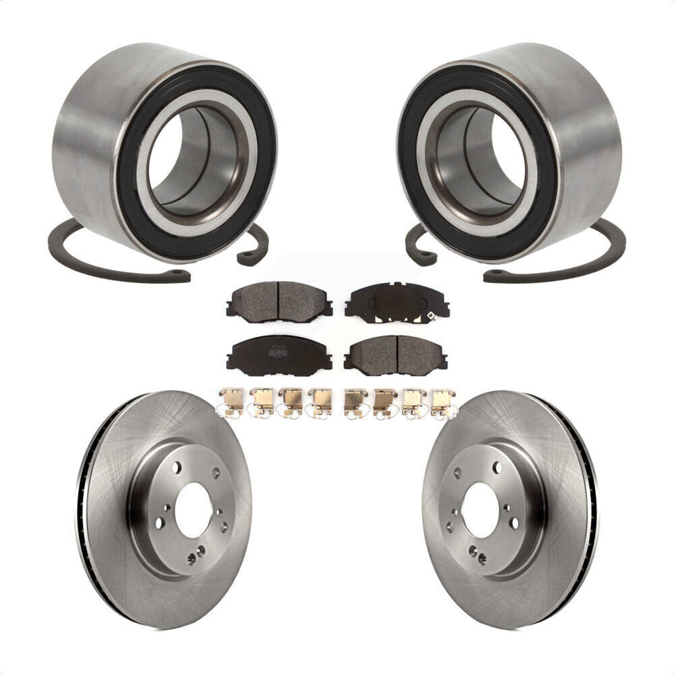 Front Wheel Bearing With Disc Brake Rotors And Semi-Metallic Pads Kit For 2019 Honda Insight KBB-115698