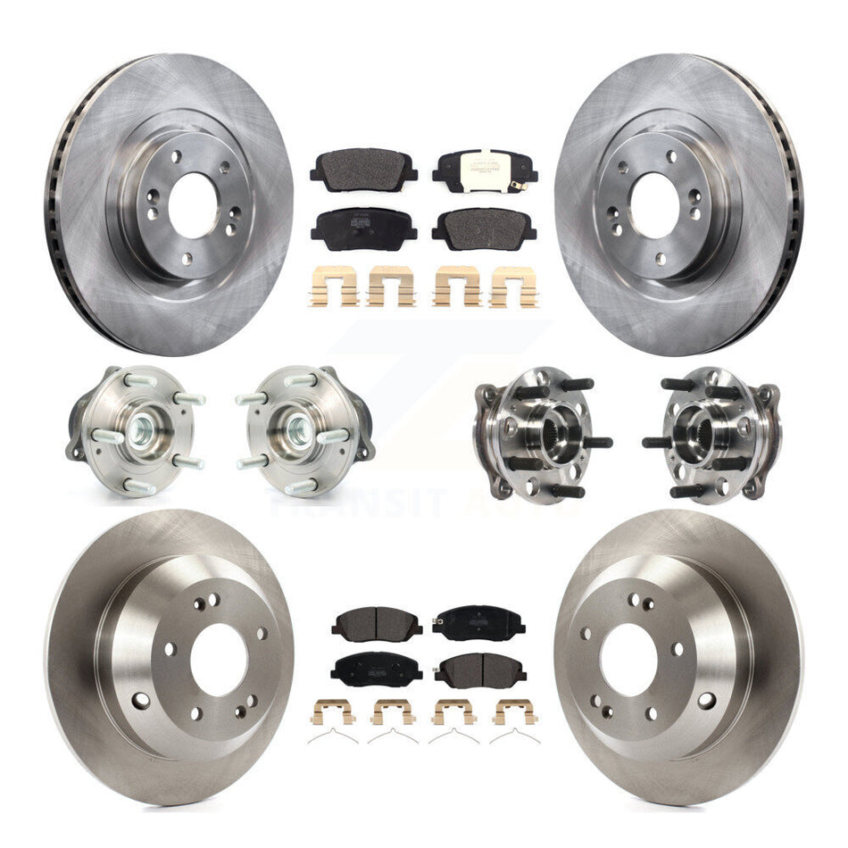 Front Rear Hub Bearings Assembly Disc Brake Rotors And Semi-Metallic Pads Kit (10Pc) For Hyundai Santa Fe XL FWD KBB-115709